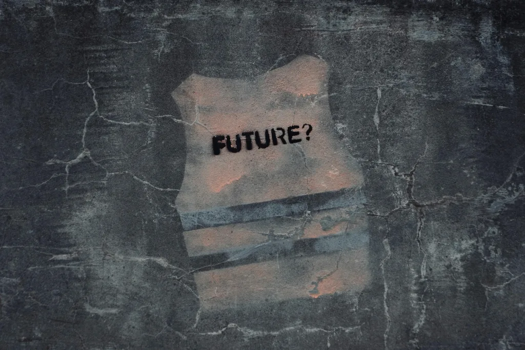 pexels-photo-3192640-3192640 Street art in Venice with text 'FUTURE?' on cracked concrete wall.
